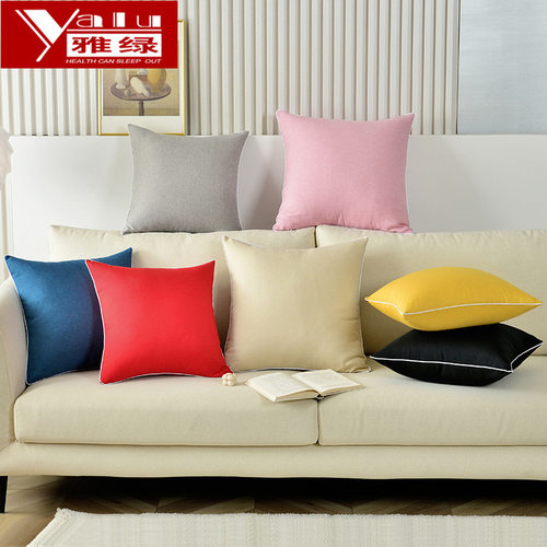 现代简约两用仿麻抱枕纯色抱枕汽车沙发座椅靠垫枕套含芯腰靠背