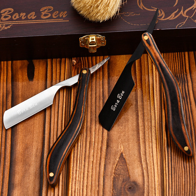 彩木刮眉剃刀老式剃刀刮胡刀剃头刀家用刮脸刀手动剃须刀