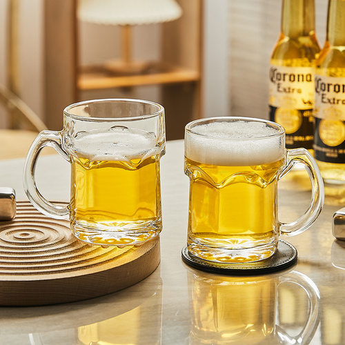 福佳白啤酒杯带把精酿扎啤杯大容量玻璃水果茶杯 莫吉托杯 冷饮