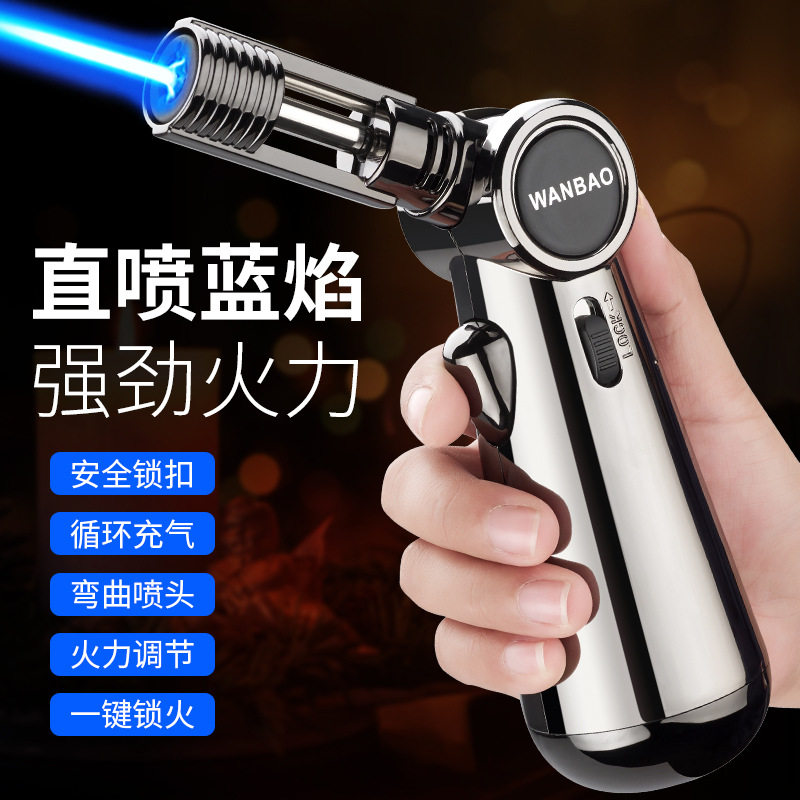 厂家可弯曲喷头大焊枪充气直冲打火机安全喷火厨用点火枪户外