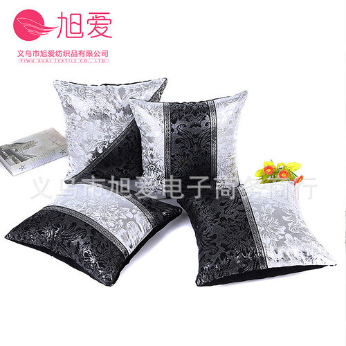 时尚黑白青花瓷拼接抱枕靠垫汽车沙发办公室不含芯靠枕套厂家直供