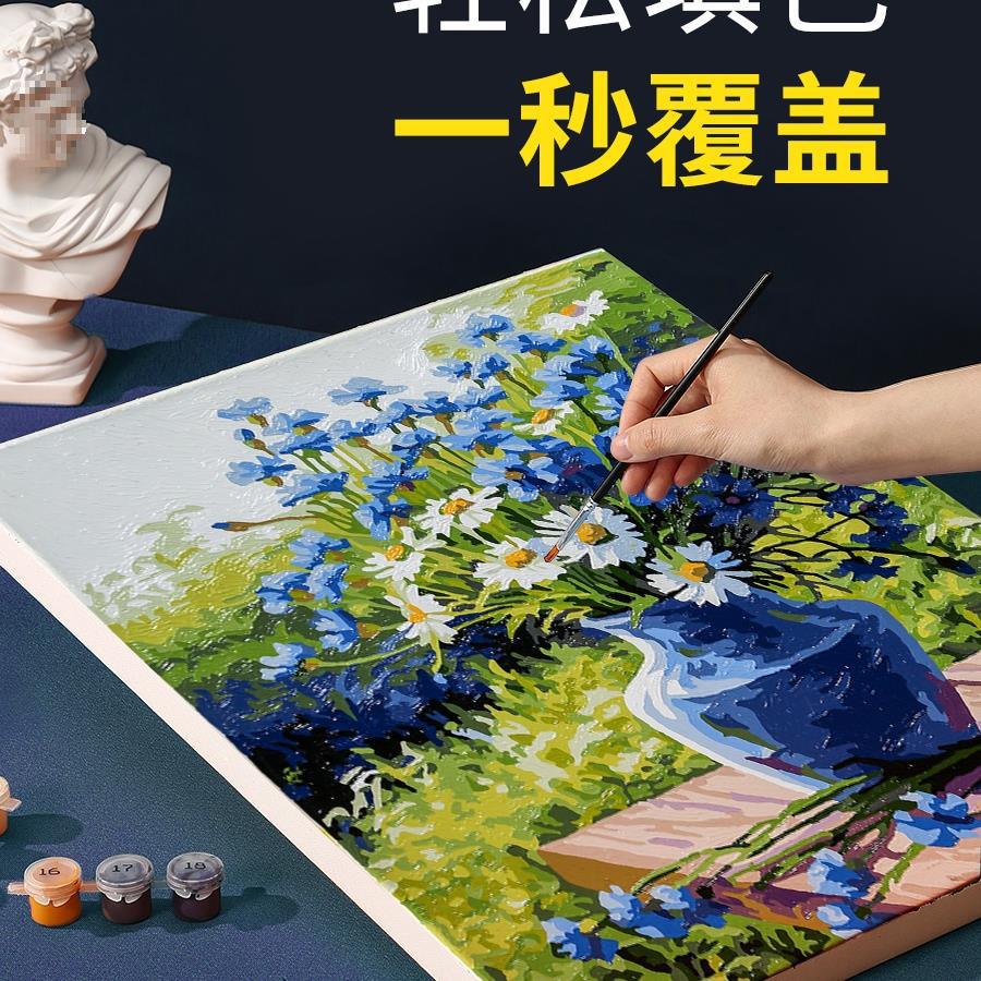 数字油画diy手绘填充手工画画填色肌理画 涂色丙烯解闷减压油