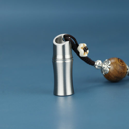 不锈钢竹节小药盒防潮随身便携式药瓶户外运动防水仓密封罐纯钛