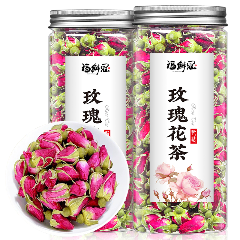 福鲜冠玫瑰花茶平阴玫瑰干花食用重瓣玫瑰搭枸杞胎菊泡水喝的花茶