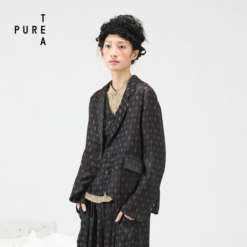 puretea茶愫2023春夏新品文艺提花复古通勤西装外套女怎么看?