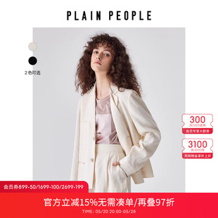 西装 EIN言旗下plainpeople亚麻H型短款 外套2024春新款 经典 单排扣