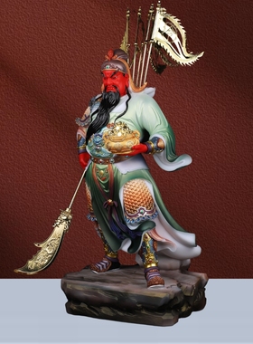 汉白玉提刀关公像武财神关二爷关圣帝君神像客厅供奉开业招财摆件