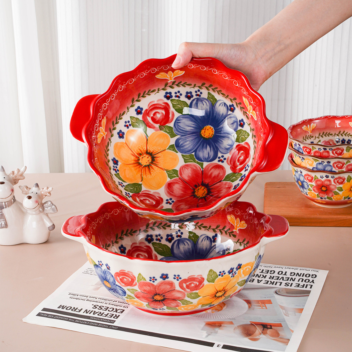 陶瓷双耳汤碗防烫大碗家用酸菜鱼大盆碗2025新款汤盆螺蛳粉碗餐具,餐饮具,碗,淘宝优惠券,粉丝福利购,淘宝优惠卷