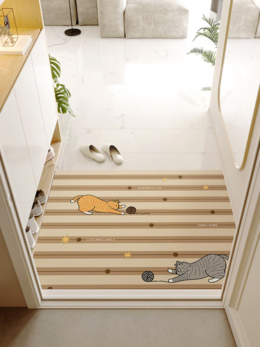 一拾一原创卡通条纹入户门地垫进门垫家用地毯防滑耐脏脚垫可裁剪