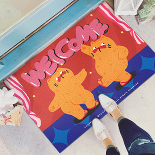 一拾一&橘噗噗可爱入户地垫耐脏耐磨丝圈进门垫子防滑pvc门口脚垫