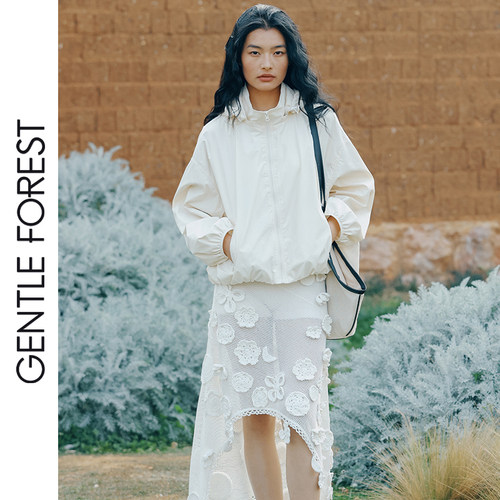 Gentle Forest【白】手工立体钩花不规则秀款针织半裙