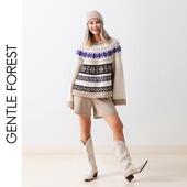 Forest 彝 马海毛彝纹样A摆微喇插肩袖 Gentle 圆领套头衫