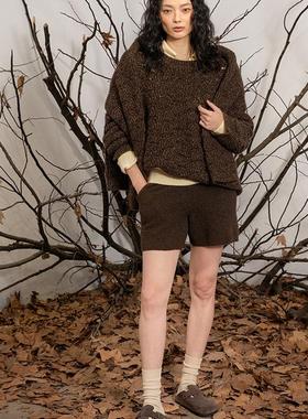 Gentle Forest【不染】重磅牦牛绒扳针提花圆领长袖套头毛衣