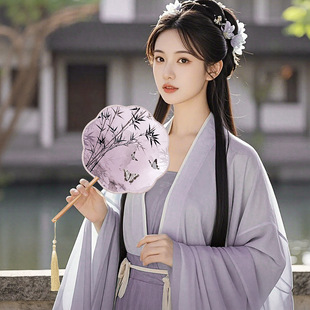 古风圆扇子中国风古典女汉服芒种舞蹈扇半透明长柄团扇异形宫扇子