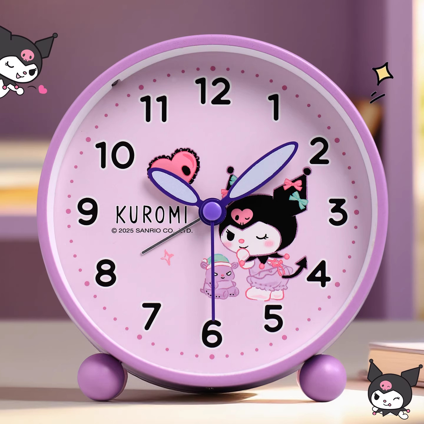 高颜值卡通库洛米儿童闹钟女孩小学生专用迷你时钟表桌面台式台钟