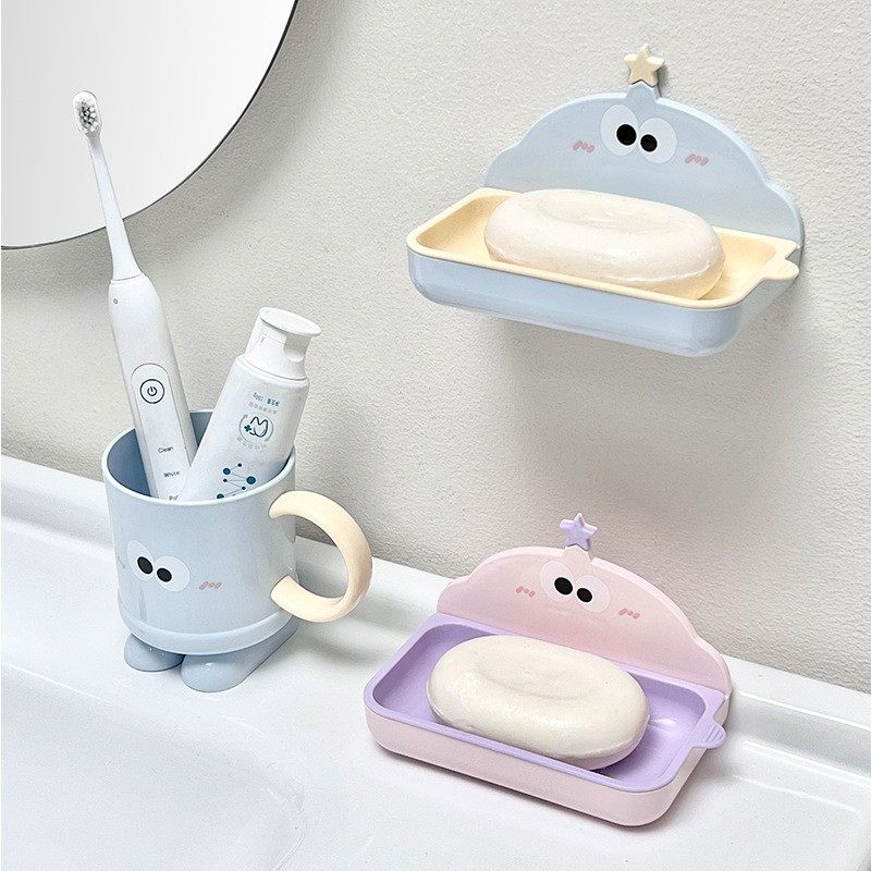 双层沥水肥皂盒壁挂式置物架家用免打孔浴室可爱卫生间香皂盒新款