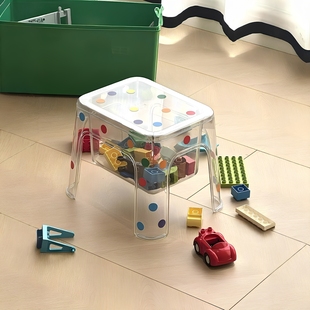波点透明收纳凳子玩具娃娃储物凳女生卧室多功能换鞋凳儿童洗澡凳
