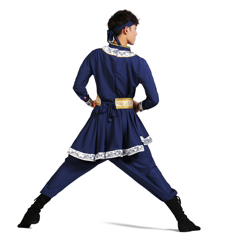 蒙古族演出服蒙古服装男艺考定制表演服民族舞台剧目练功服男蒙族