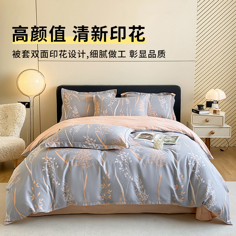 ins风纯棉四件套加厚100%全棉床单床笠被套4件套四季床上用品