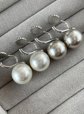 真多麻灰色珍珠耳夹女无耳洞小众独特气质耳环2025新款爆款高级感