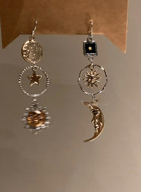 异域风复古太阳花耳坠小众独特耳环轻奢高级感耳钉气质耳夹无耳洞