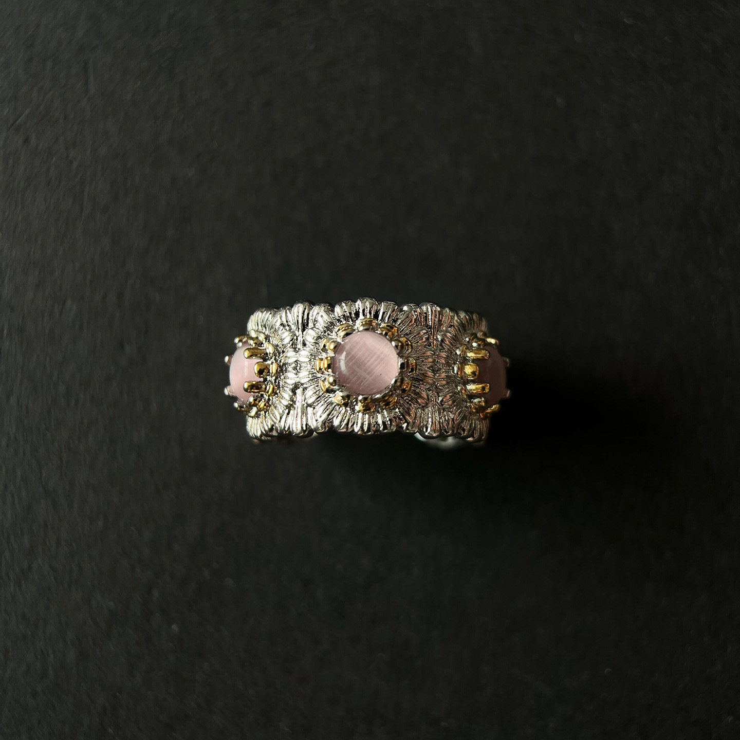 纯银重工雏菊戒指女小众设计复古