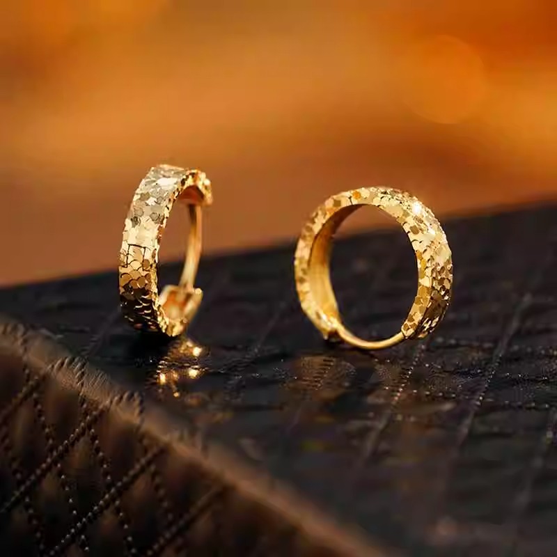 金色超闪碎冰冰耳环圈圈2025新款