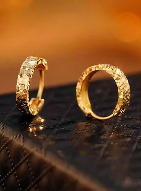 金色超闪碎冰冰耳环圈圈2025新款爆款高级感耳圈独特绝美气质耳扣