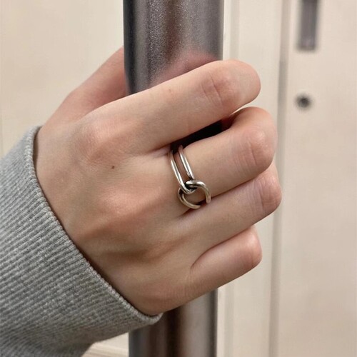 S925银环环相扣戒指女轻奢高级感