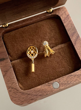 S925纯银不规则羽毛球拍耳钉2025新款爆款高级感小众独特漂亮耳环