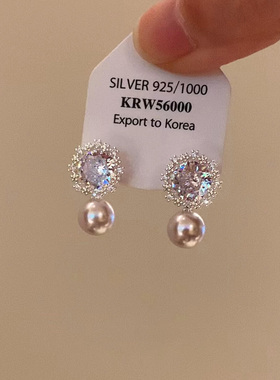 法式爆闪雪花仿珍珠耳环2025新款爆款高级感轻奢小众气质秋冬耳钉