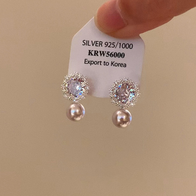 爆闪雪花珍珠耳环2025新款高级感