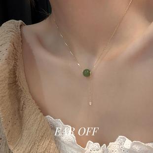 S925纯银和田玉项链配饰女2025新款 轻奢小众高级感气质锁骨链 爆款