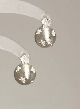 爆闪银色拉丝星芒圆球耳钉2025新款爆款高级感轻奢小众独特耳环女