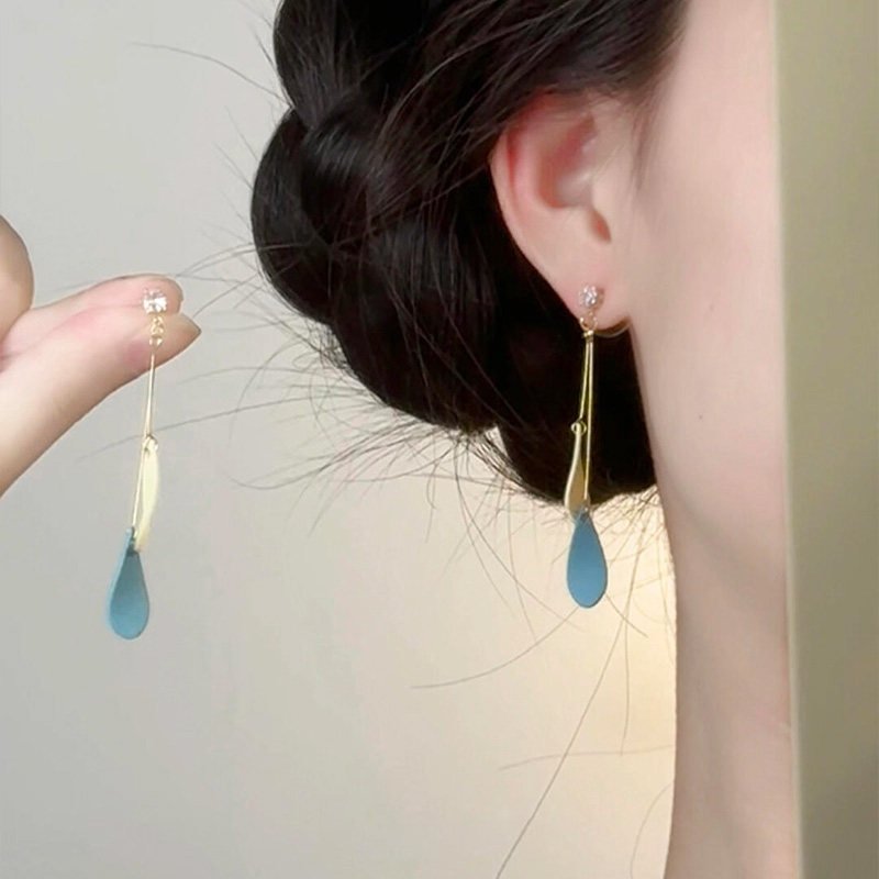 法式蓝色羽毛流苏耳钉2025新款爆款独特漂亮耳环小众气质简约耳饰,饰品/流行首饰/时尚饰品新,耳环,淘宝优惠券,粉丝福利购,淘宝优惠卷