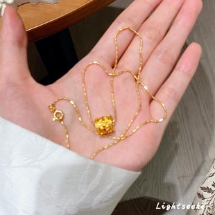 S925纯银金色路路通吊坠项链女款 小蛮腰锁骨链高级感精致 2025新款