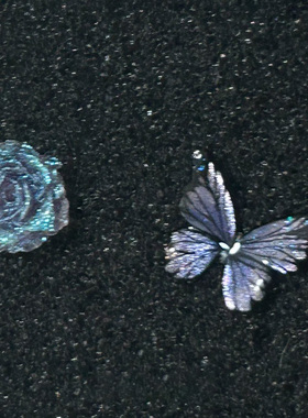 超仙蓝色星辰蝴蝶玫瑰耳钉2025新款爆款高级感轻奢百搭海边耳环女