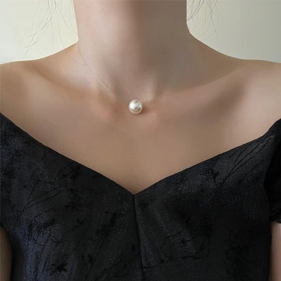 法式珍珠鱼线项链女款2025新款