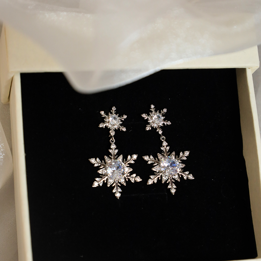 秋冬雪花流苏耳环2025新款高级感