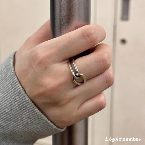 S925银环环相扣戒指女轻奢高级感