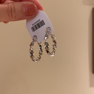 爆闪金属感圈圈耳环2025新款 高级感耳扣小众独特气质百搭耳圈 爆款