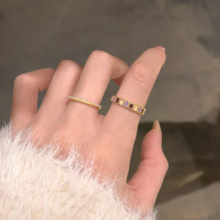 彩色滴釉珍珠开口戒指小众设计轻奢高级感指环2025新款 食指戒 爆款