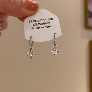 韩系简约爆闪烟花单钻仿锆石耳环2025新款 高级感精致百搭耳饰 爆款