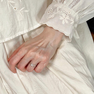哑光海星戒指女小众设计简约冷淡风双层叠戴食指戒轻奢高级感指环