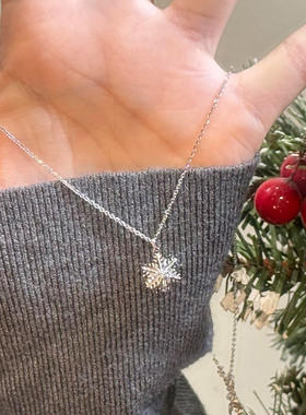 银色雪花吊坠项链女款2025新款