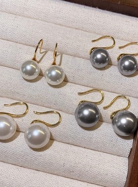 S925纯银母贝珍珠耳环2025新款爆款轻奢高级感独特养耳洞耳钩饰女