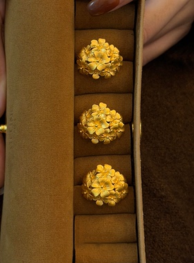 老钱风贵气金色绣球花戒指女小众