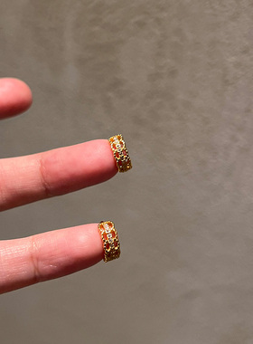 法式复古金色蕾丝耳扣女轻奢高级感简约百搭耳饰秋冬小众独特耳环