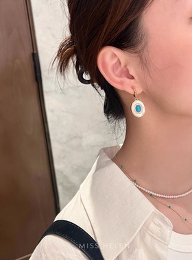 S925纯银复古贝母耳环2025新款爆款高级感轻奢小众独特气质耳坠女