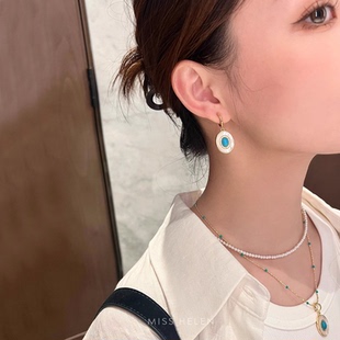 S925纯银复古贝母耳环2025新款 高级感轻奢小众独特气质耳坠女 爆款